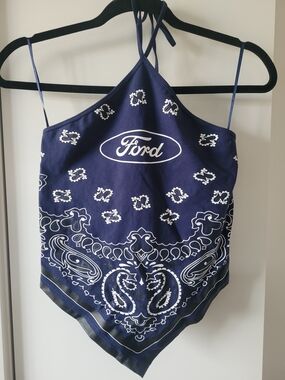 Ford Navy Blue Bandana Halter Top